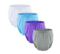 4 Pack Adult Diaper Cover, Washable Pull on Incontinence Pants Plastic Diapers Reusable Waterproof Underwear(Group A,Medium)