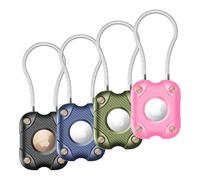 4 Pack Air Tag Holder with Wire Cable, Secure Lock Air Tag Keyring,IPX7 Waterproof,360°Hard Protective Air Tag Case Holder for Apple Air Tag for Key Chain,Key Ring,Car,Luggage