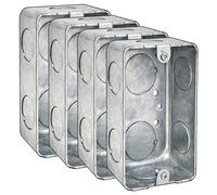 (4 Pack) Airmont Products Deep Handy Box, 4 x 2 Drawn Steel Electrical Box, 2-1/8 Inch Deep Single-Gang Metal Surface-Mount Utility & Junction Box, 3/4 Inch Knockouts, 16.5 Cu. in. Capacity