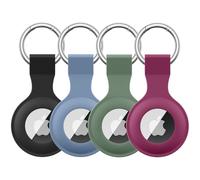 4 Pack Airtag Case Holder for Apple Air Tag, Airtag Case with Anti-Lost Keychain, Silicone Protective Cover for Kids' Backpacks, Dog Collars, Luggage, Multi-Color Protective AirTag Accessories