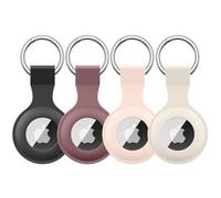 4 Pack Airtag Case Holder for Apple Air Tag, Airtag Case with Anti-Lost Keychain, Silicone Protective Cover for Kids' Backpacks, Dog Collars, Luggage, Multi-Color Protective AirTag Accessories