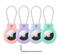 [4 PACK] Airtag Case With Wire Cable, Secure Holder Protective Cover Airtag Case for Travel Suitcase, Pet, Anti-Lost and Scratch-Resistant (4-Pack 02)
