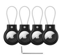 [4 PACK] Airtag Case With Wire Cable, Secure Holder Protective Cover Airtag Case for Travel Suitcase, Pet, Anti-Lost and Scratch-Resistant (4-Pack 01)