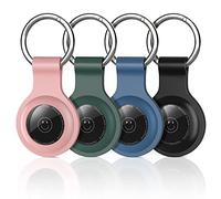 [4-Pack] AirTag Holder - Silicone Air Tags Case with AirTag Keyring - Scratch-Resistant & Anti-Lost Case for Keys, Bags, & Pet Collars - Fits Apple AirTag 2021
