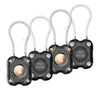 4 Pack Airtag Holder with Wire Cable, Secure Lock AirTag Keyring,IPX7 Waterproof,360°Hard Protective Air Tag. Keyring Holder for Apple Air tag for Key Chain,Key Ring,Car,Luggage