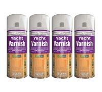 4 Pack All Purpose Clear Gloss Yacht Varnish Spray Can 400ml - Aerosol Can with Long Lasting Protection for Exterior and Interior Use - Transparent Shine for Wood, Metal, Plastic and Decorative Items