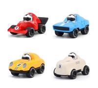 4-Pack Alloy Press to Go Toy Race Cars - Die-Cast Collectible Model Set, Multi-Color Race Cars #1 to #4, Ideal Birthday/Christmas for Kids 3+ & Collectors