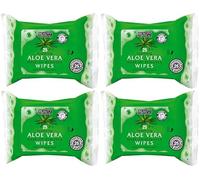 4-Pack Aloe Vera Foaming Make-Up Remover Wipes - 25 Wipes Per Pack, with Hyaluronic Acid, Self-Foaming, Biodegradable, Moisturising & Cleansing