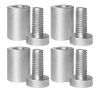 4-Pack Aluminum Standoff Screws, 19x25mm Sign Standoffs for Acrylic Glass Signage, Edge Grip Mounts for Wood/Metal Panels, Silver Finish