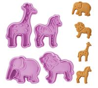 4 Pack Animal Cookie Cutters, Zoo Animals Cookie Cutters Fondant Biscuit Mould Sugarcraft Cake Decoration Baking Mold Crackers Cutter Tools 4 Shapes Lion Giraffe Zebra Elephant Purple