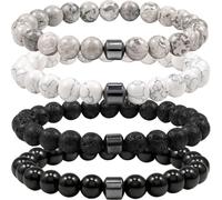 4-Pack Anti Alcohol Bracelet, Strong Anti Anxiety Support, Magnetic Bracelet to Reduce Alcohol Cravings, Stone Bracelet Set for Daily Wear, 18cm Adjustable Length