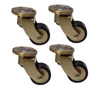 4 Pack Antique Brass 360° Swivel Rubber Casters - Solid Brass Replacement Wheels for Sofas Chairs Cabinets - Easy Install with Screws