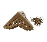 4 Pack Antique Brass Corner Protectors For Wooden Boxes Furniture Chests Trunks Cabinets Decorative For-Cloud Pattern For-Edge Guards Bronze Finish 6.5cm