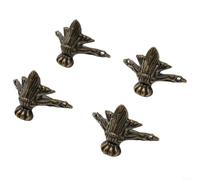 4 Pack Antique Brass Zinc Alloy Corner Protectors for Wooden Jewelry and Storage Boxes with Decorative Feet