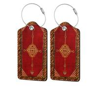 4 Pack Antique Persian Luggage Tags for Suitcases PU Leather Privacy Protection Bag Tags Travel Essentials