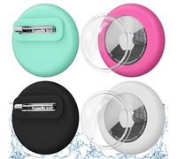 4 Pack Apple Holder for Kids Hidden Case, Silicone Waterproof Holder with Invisible Pin, Anti-Lost, for Children, Elderly, Pets, Luggage & Clothing (Mint Green+Rose Red+Black+White)