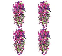 4 Pack Artificial Morning Glory Vines 29.5 Inch UV Resistant Hanging Flowers Silk Fake Plants for Outdoor Garden Wall Porch Wedding Spring Decoration (H)
