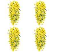 4 Pack Artificial Morning Glory Vines 29.5 Inch UV Resistant Hanging Flowers Silk Fake Plants for Outdoor Garden Wall Porch Wedding Spring Decoration (D)
