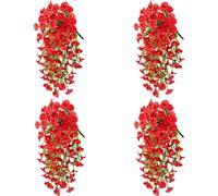 4 Pack Artificial Morning Glory Vines 29.5 Inch UV Resistant Hanging Flowers Silk Fake Plants for Outdoor Garden Wall Porch Wedding Spring Decoration (E)