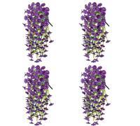 4 Pack Artificial Morning Glory Vines 29.5 Inch UV Resistant Hanging Flowers Silk Fake Plants for Outdoor Garden Wall Porch Wedding Spring Decoration (A)