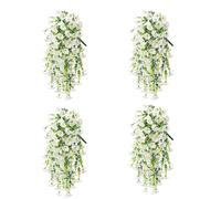4 Pack Artificial Morning Glory Vines 29.5 Inch UV Resistant Hanging Flowers Silk Fake Plants for Outdoor Garden Wall Porch Wedding Spring Decoration (C)
