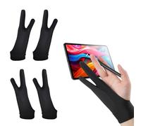 4 Pack Artist Glove for Graphics Drawing Tablet, 3-Layer Palm Anti-fouling Digital Art Glove for Graphic Tablet, Two Finger Gloves for Graphics Drawing, Pad and Art Creation for Right or Left Hand