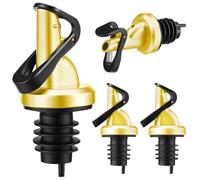 4 Pack Auto Flip Bottle Pourers, Self Closing Olive Oil Dispenser Spouts with Auto Flip Feature for Wine, Vinegar, Liquor, Coffee, and Syrup Bottles(Golden)