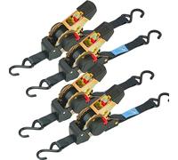 4 Pack Auto Retractable Ratchet Straps Each 25MM X 1.8METRE Strap Boasts A 1600lbs Break Strength. Featuring Weather-Resistant Safety S-Hooks, Heavy Duty Tie Down Perfect for Any Hauling Job