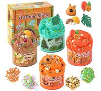 4 Pack Autumn Butter Slime, Super Soft & Non-Sticky Slime Kit for Girls & Boys, Slime Party Favors for Kids, Sensory Toys Holiday Birthday Easter Hallowmas Christmas Girls Gifts & Boys Gifts