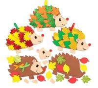 4 Pack Autumn Crafts for Kids Children-8 Hedgehog DIY Set with 80 Pcs Maple Leaf Stickers,Poam Fall Decor Kids Craft Supplies for Toddlers,Halloween Crafts Activities Paint Your Own Making Kit