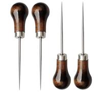4 Pack Awl, Gourd Shape Awl Tailors Awl Wood Handle Scratch Awl Sewing Awl Tool for Leather