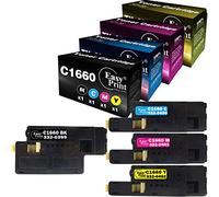 (4-Pack, B+C+M+Y) Compatible Toner Cartridge Replacement for Dell C1660 C1660W C1660cnw 1660 Printer, Sold by EasyPrint