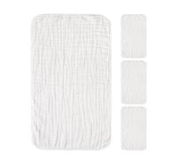 4 Pack Baby Cotton Washcloths, Soft Quick Dry Towels for Face | Organic Cotton, White Colour, for Bath Time and On-the-go Diaper Bags, Handles Drool and Spit-up