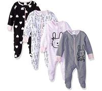 4 pack Baby Girls' Bunny Sleep N' Play with Mitten Cuffs