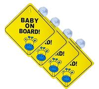 4 Pack Baby on Board Car Warning, 5"x5" Safety Warning Signs Sticker for Car, Reusable in Decal Rear Windshield