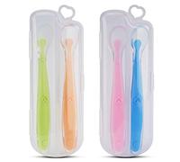 4 Pack Baby Spoons BPA Free Kirecoo Soft-Tip First Stage Silicone Feeding Spoons with Travel case for Infant Baby, Best Infant Gift Set