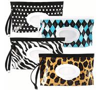 4 Pack Baby Wipe Dispenser,Portable Refillable Wipe Holder,Baby Wipes Container,Reusable Travel Wet Wipe Pouch