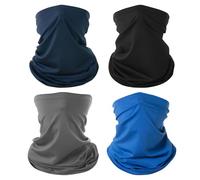 4 Pack Balaclava Neck Gaiter, Multifunctional Headwear for Men & Women, UV Resistant Face Coverings for Outdoor Sports Cycling Fishing and Sun Protection, Elastic Tube Scarf Bandana Balaclava Snoods