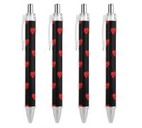 4 Pack Ballpoint Pens for Smooth Writing Pens No Smear, Ink Pen Medium Point 0.5mm, Retractable Nurse Red Love Heart Heartbeat Black Gel Pen
