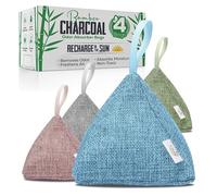 4 Pack Bamboo Charcoal Air Purifier Bags 200 Grams Each - Activated Charcoal Odor Absorber for Car, Pets & Closet - Natural Freshener for Home, Eco-Friendly & Reusable Charcoal Bags (Designer Colors)