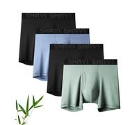 4-Pack Bamboo Mens Boxers Shorts Underwear Boxer Briefs S, Black Blue Green