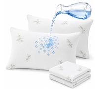 4 Pack Bamboo Waterproof Pillow Protectors Anti Dust Mite Bed Bug Anti Allergy Soft Non Noisy Feather Proof with Zipped Closure Hypoallergenic, Breathable (50x75cm)