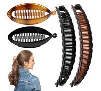 4 Pack Banana Clip for Thick Hair, Strong Plastic Hair Clips for Women, Large Banana and Fish Tail Hair Claws, Secure Grip for Curly or Long Hair
