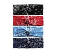 4 Pack Bandana Boho Hairbands Hair Accessories 1950's Vintage sports Headbands for Women Twist Elastic Turban Head Wraps hair bands for girls (widdripping)