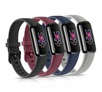 4 Pack Bands Compatible with Fitbit Luxe Bands for Women, Soft Silicone Wristband Replacement Strap for Fitbit Luxe/Luxe Special Edition Fitness Tracker (Small, Black/Wine Red/Navy Blue/Grey)