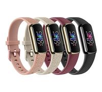 4 PACK Bands Compatible with Fitbit Luxe Bands, Soft Sport Straps Wristbands for Fitbit Luxe Fitness Tracker (Small,Glistening Rose Gold/Glistening Champagne/Wine Red/Black)