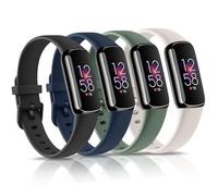 4 Pack Bands for Fitbit Luxe Bands, Soft Silicone Wristband Replacement Strap for Fitbit Luxe/Luxe Special Edition Fitness Tracker Women Men (Black/Starlight/Abyss Blue/Avocado Green, Small)