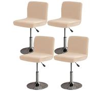 4-Pack Bar Stool Covers - Soft Elastic Seat Covers for Low Back Chairs, Removable Stretch Upholstery, & Slish Protect in Camel Color