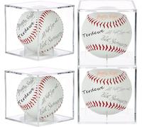 4 Pack Baseball Display Case,Baseball Box ,UV Protected Acrylic Square Baseball Holder, - for Official Size Ball