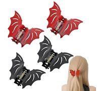 4 Pack Bat Hair Clips for Girls Halloween Cute Wing Hair Claw Clips Horror Barrette Hair Pins Cosplay Headpiece Accessories for Women and Girls (Black and Red)